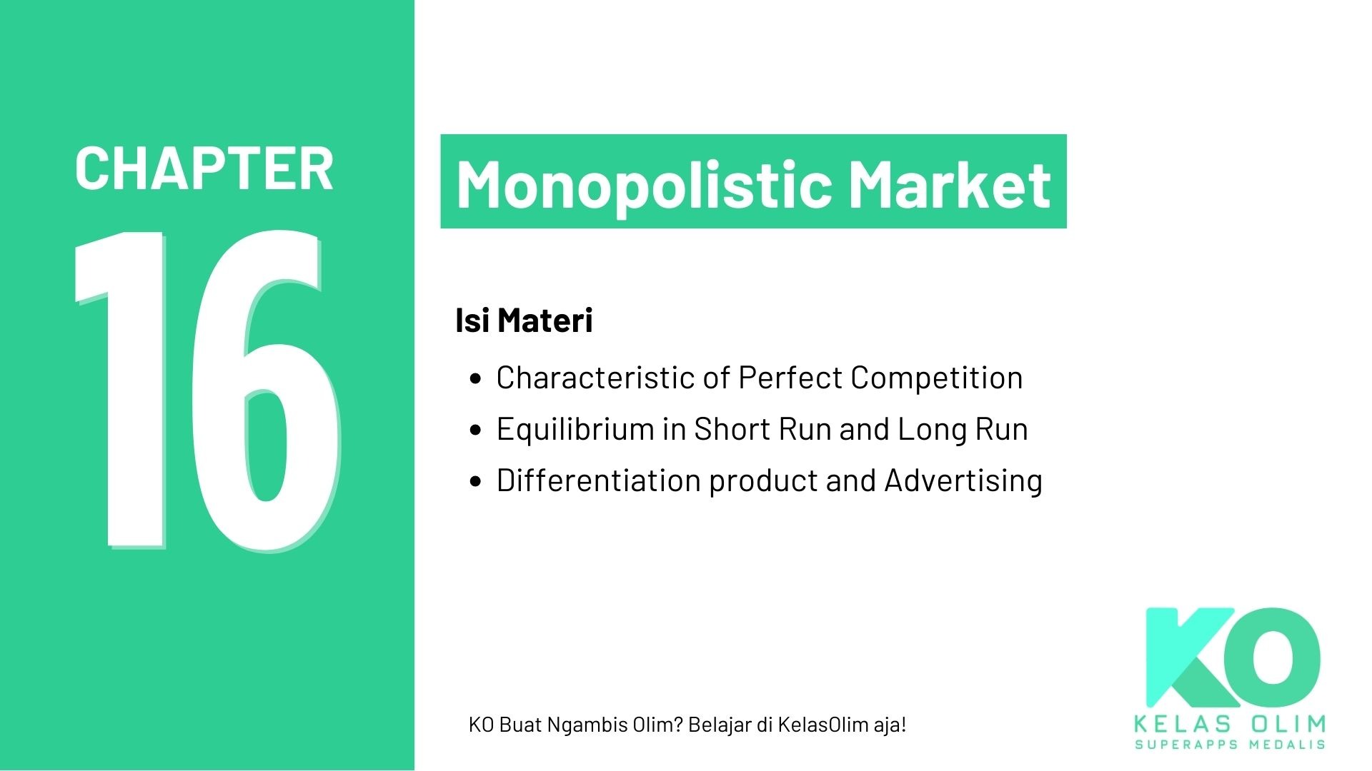 Chapter 16 - Monopolistic Market