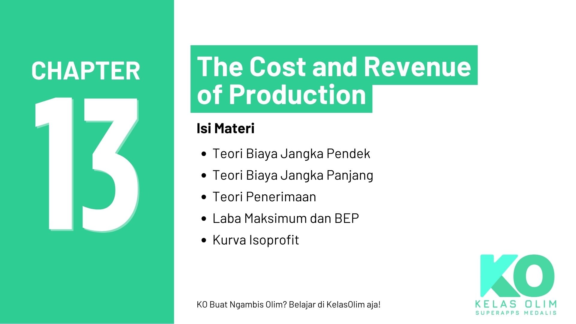 Chapter 13 - The Cost and Revenue of Production