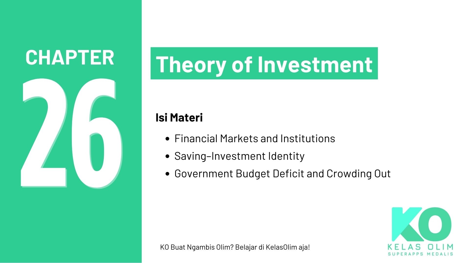 Chapter 26 - Theory of Investment (Coming Soon)