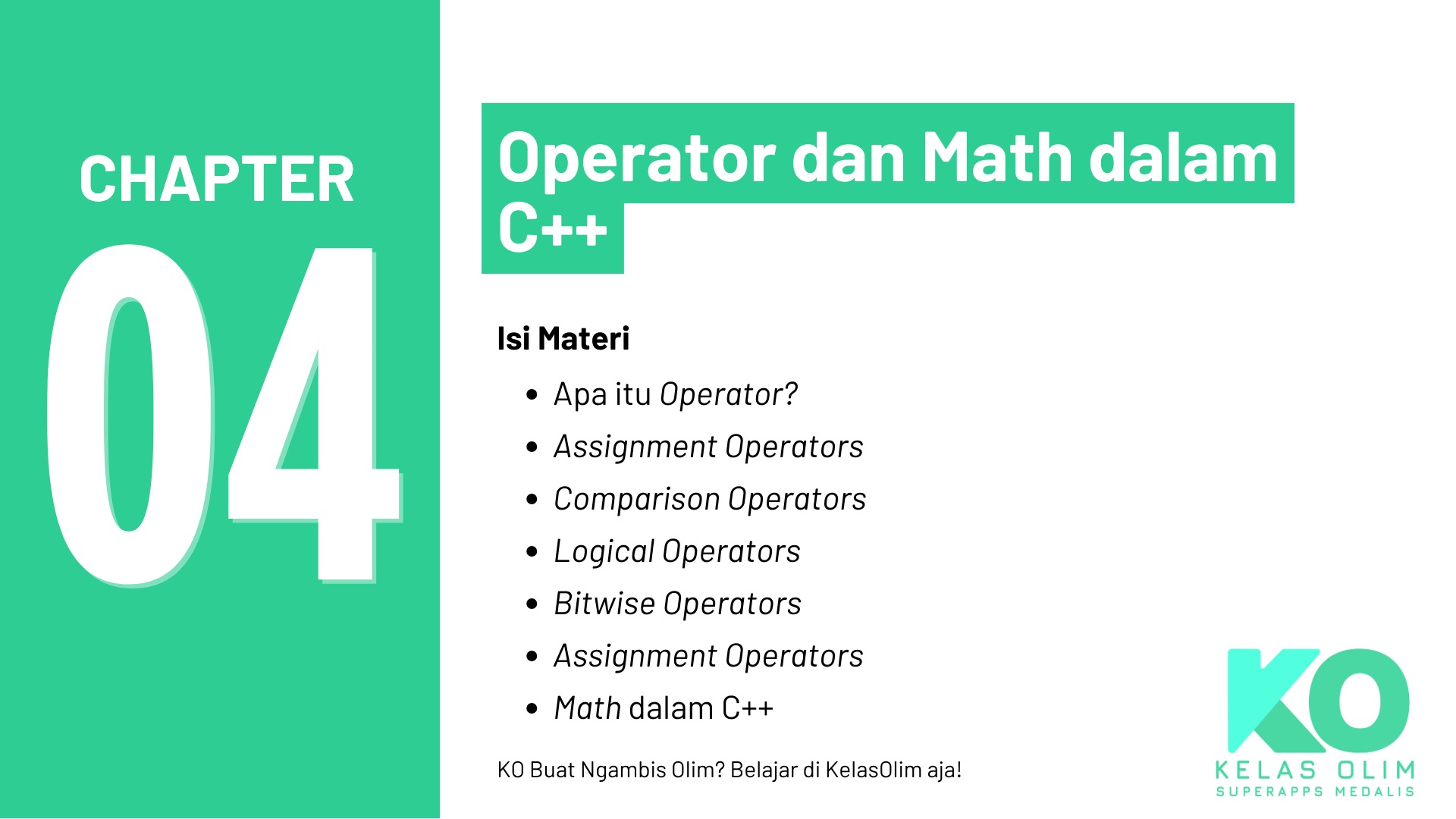 Bab 4: Operator dan Math dalam C++