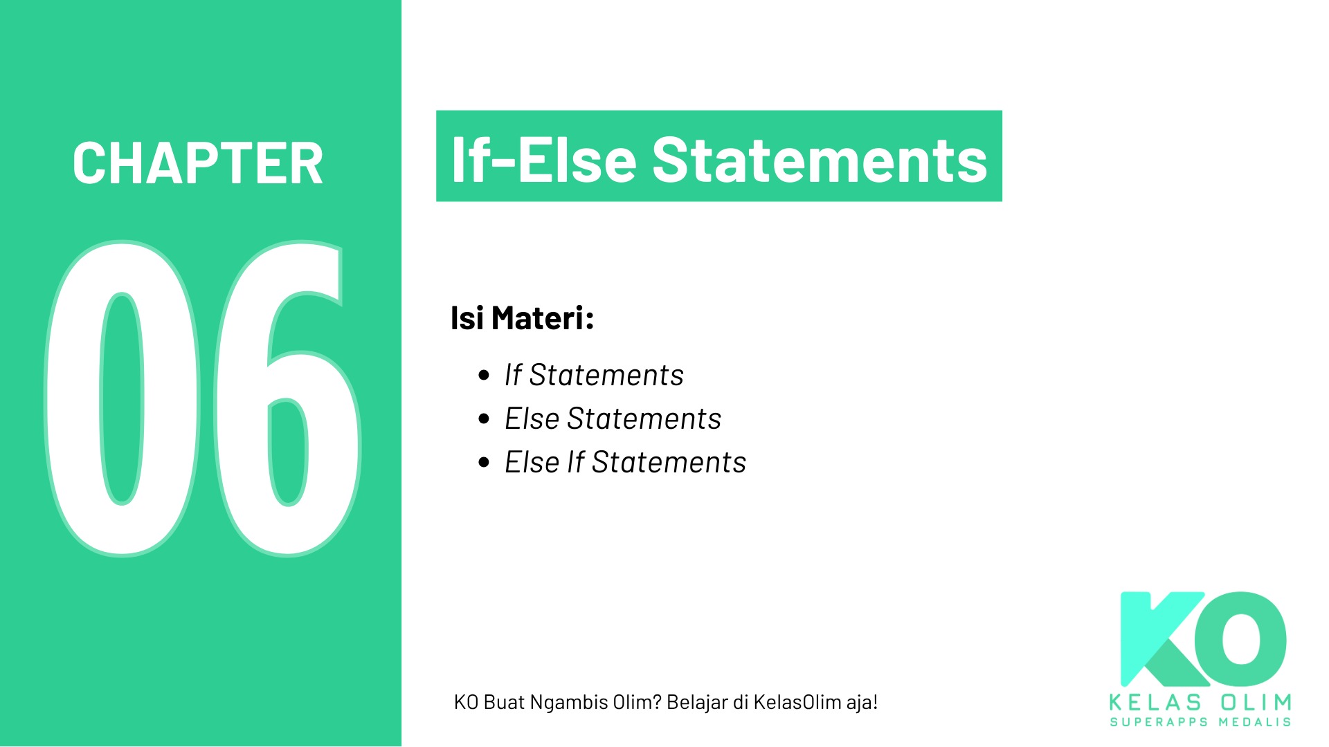 Bab 6: If-Else Statements