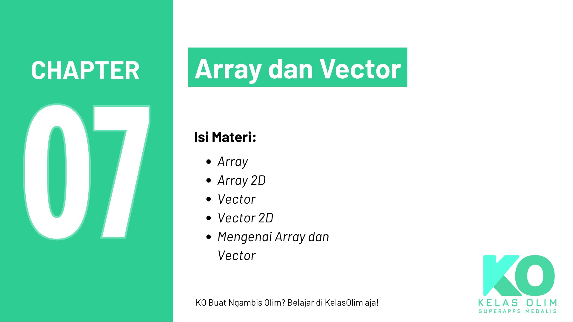 Bab 7: Array dan Vector