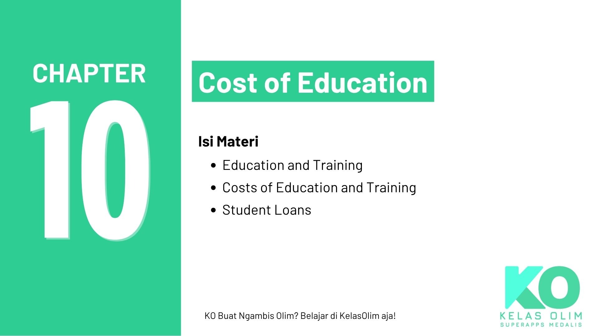 Chapter 10 - Cost of Education